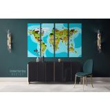 Kids Nursery Animal Maps World Animals Canvas Gift Office Living Room Home Decor For Wall Hanging - Image 4