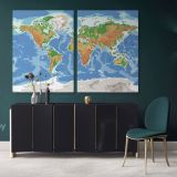 Modern Water Color World Map Canvas Wall Art - Image 2