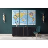 Official Detailed Political World Map Canvas Giant Blue Ocean Map with Different Size For Home Decor - Image 3