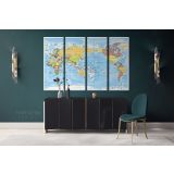 Official Detailed Political World Map Canvas Giant Blue Ocean Map with Different Size For Home Decor - Image 4