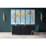 Official Detailed Political World Map Canvas Giant Blue Ocean Map with Different Size For Home Decor - Image 5