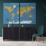 Amazing Animal World Map Canvas Kids Nursery World Animals For Canvas Wall Art - Image 2