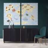 Nursery Vintage Map Of the World Kids Animal Maps Canvas Gift Home Decor For Wall Hanging - Image 2