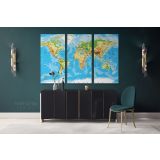 Blue Ocean Giant World Map Atlas Geography Political Canvas Wall Art - Image 3