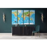 Blue Ocean Giant World Map Atlas Geography Political Canvas Wall Art - Image 4