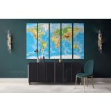 Blue Ocean Giant World Map Atlas Geography Political Canvas Wall Art - Image 5