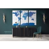 Blue Detailed Official World Map Atlas Geography Political Canvas Wall Art - Image 3