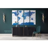 Blue Detailed Official World Map Atlas Geography Political Canvas Wall Art - Image 4