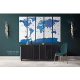 Blue Detailed Official World Map Atlas Geography Political Canvas Wall Art - Image 5
