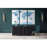 Blue Shades Detailed Official World Map Atlas Geography Political Canvas Wall Art - Image 3