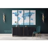 Blue Shades Detailed Official World Map Atlas Geography Political Canvas Wall Art - Image 4