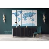 Blue Shades Detailed Official World Map Atlas Geography Political Canvas Wall Art - Image 5