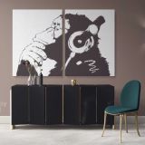 Large Banksy DJ Monkey Gorilla Chimp Canvas Wall Art - Image 2