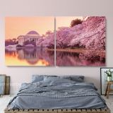 Panoramic Cherry Blossoms and Jefferson Memorial Monument of the Tidal Basin Canvas Wall Art - Image 2