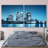 Docklands Canary Wharf Skyline Wallpaper Wall Art Panoramic Canvas Wall Art - Image 3
