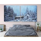 Panoramic Winter Vintage Christmas Village Snow Scene canvas wall art - Image 2
