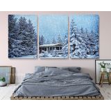 Panoramic Winter Vintage Christmas Village Snow Scene canvas wall art - Image 3