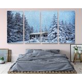 Panoramic Winter Vintage Christmas Village Snow Scene canvas wall art - Image 4