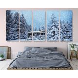 Panoramic Winter Vintage Christmas Village Snow Scene canvas wall art - Image 5