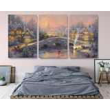 Winter Christmas Vintage Village Scene Holiday Decors On Framed Canvas - Image 3