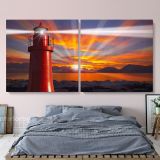 Panoramic Lighthouse Beaming Skyline Light Canvas Wall Art - Image 2