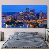 Panoramic Canvas Pittsburgh City Night View Canvas Pittsburgh Wall Art