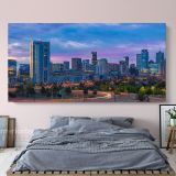Denver City Skyline Sunrise Canvas with Frame Rolled Canvas Wall Murals