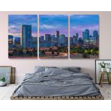 Denver City Skyline Sunrise Canvas with Frame Rolled Canvas Wall Murals - Image 3