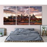 Denver City Skyline Sunset Canvas with Frame Rolled Canvas Wall Mural - Image 3