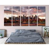Denver City Skyline Sunset Canvas with Frame Rolled Canvas Wall Mural - Image 5