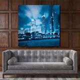 Square Photography City Building Poster Print Canvas with Frame