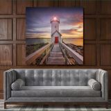 Square Photography City Lighthouse Poster Print Canvas with Frame