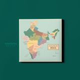 Vintage India Map Canvas with Frame Atlas India Wall Map Art Picture Poster Print - Image 3