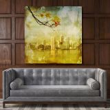 New York Los Angeles Miami Grunge City Maple Leaf Canvas