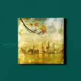 New York Los Angeles Miami Grunge City Maple Leaf Canvas - Image 2