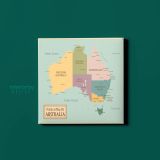 Political Map of Australia Vintage Canvas with Frame Atlas Wall Picture Poster Print - Image 2