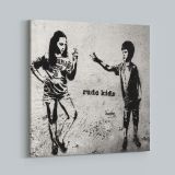 Banksy Style Rude Kids Canvas with Frame - Image 2