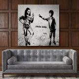 Banksy Style Rude Kids Canvas with Frame
