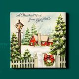 Merry Christmas Greeting Gift Print Painting on Framed Canvas - Image 2