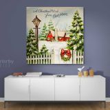 Merry Christmas Greeting Gift Print Painting on Framed Canvas