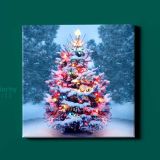 Christmas Tree Gift Print Painting Poster Framed Canvas - Image 3