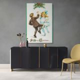 Dancing Under Mistletoe - Joyful 1912 Christmas Postcard canvas wall art - Image 4