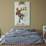 Dancing Under Mistletoe - Joyful 1912 Christmas Postcard canvas wall art - Image 5