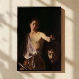 David with Head of Goliath - Biblical Justice Art by Caravaggio canvas wall art - Image 2