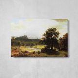 Day-s Beginning by Albert Bierstadt - single-panel canvas displayed above a console table