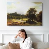 Day-s Beginning by Albert Bierstadt - single-panel canvas displayed above a sofa