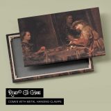 De Self Portrait at an Easel Painting an Old Woman by Aert De Gelder - canvas rear frame and hanging hardware