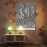 Death of Samson - Gustave Dore Temple Collapse in Grayscale canvas wall art - Image 5