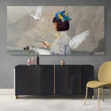 Decorative Angel Art Remix — single-panel canvas above a sideboard