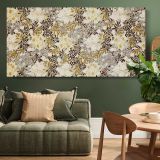 Decorative Botanical Wallpaper Pattern by William Morris — single-panel canvas above a green sofa